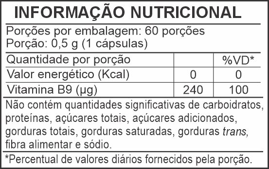 Informação Nutricional - VITAMINA B9